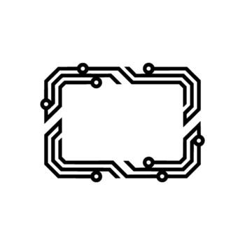 Minimalist Circuit Board Frame On White Tech, Abstract, Modern vector