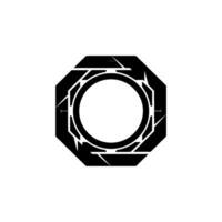 Geometric Octagon With Circle Black And White, Modern vector