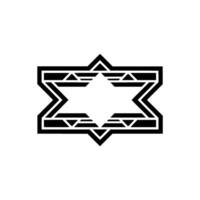 Geometric Star Of David Symbol In Black And White vector