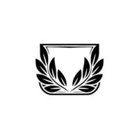 Minimalist Black Laurel Wreath And Frame On White Background vector