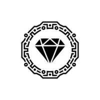 Diamond Elegant Geometric Ornament, Black White, Luxury vector