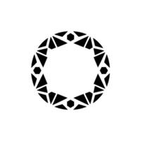 Geometric Abstract Circle Frame Black Triangles Hexagons On White vector