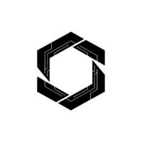 Abstract Tech Hexagon With Circuitry In Black And White vector