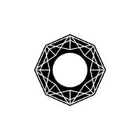 Geometric Abstract Octagon With Circle, Black White vector