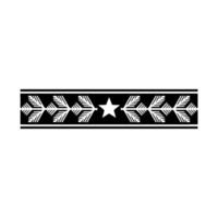 Minimalist Border Star And Leaf Motifs On Black, Isolated On White vector