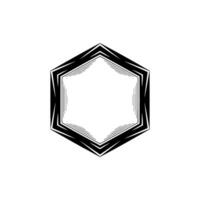 Geometric Hexagon Frame, Black And White Illustration vector