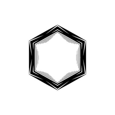 Geometric Hexagon Frame, Black And White Illustration