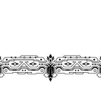 Tech Ornament Futuristic Border In Monochrome vector