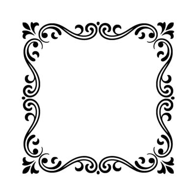 Elegant Black Ornamental Frame On White, Decorative Border