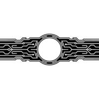 Circuit Board Element With Circular Space Black And White Technology vector