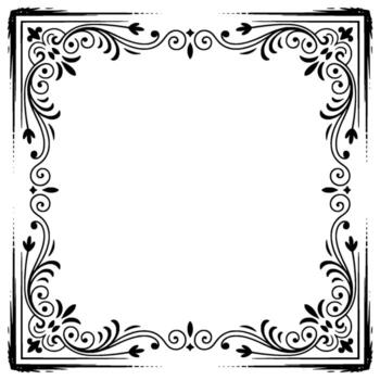 Elegant Black Frame With Floral Scroll Blank Space For Invitations vector