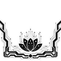 Tech Lotus Circuitry Bloom On White Background vector