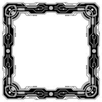 Tech Frame Border Futuristic Circuitry On White vector