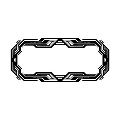 Futuristic Tech Frame Black, Silver White Geometric Border, Illustration