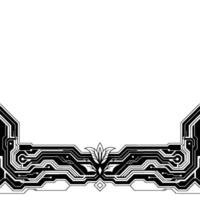 Circuit Board Foliage Border Black White Abstract Tech Background vector