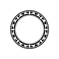 Tribal Circle Polynesian Inspired Frame, Black White vector