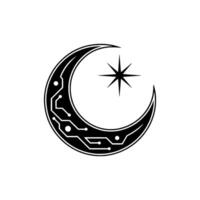 Tech Crescent Moon Star Modern Islamic Tech vector