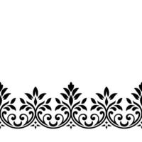 Elegant Black Floral Border, Repeating Scroll Pattern, White Background vector