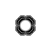 Abstract Tech Black White Geometric On White Backdrop vector