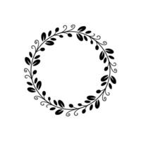 Minimalist Black Floral Wreath On White Elegant Decorative Element vector