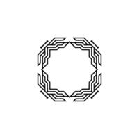Minimalist Techinspired Frame, Geometric Black Lines On White Background vector