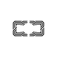 Futuristic Geometric Frame Black Lines On White, Minimalist vector