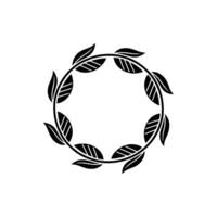Elegant Leaf Wreath Illustration On White Background, Minimalist vector
