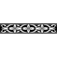 Elegant Floral Border Pattern On White, Art Deco Inspired, Decorative vector