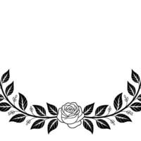 Elegant Black And White Rose And Leafy Border, Minimalist vector