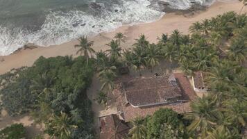 aerial view villa resort and beach with ocean scenery video