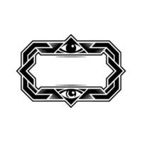 Geometric Allseeing Eye Emblem, Art Deco Frame, Monochrome vector