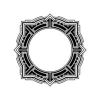 Geometric Black White Art Deco Circle Frame, Minimalist Element vector