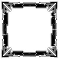 Futuristic Geometric Frame Hightech Black White Border - Tech vector