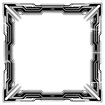 Futuristic Geometric Frame Hightech Black White Border - Tech