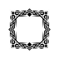 Geometric Black Frame With Tribal On White Background vector