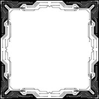 Futuristic Circuit Board Frame Black White Technology, Modern Border vector