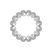 Minimalist Swirl Circle Frame, Line Art, Decorative Element, Isolated vector