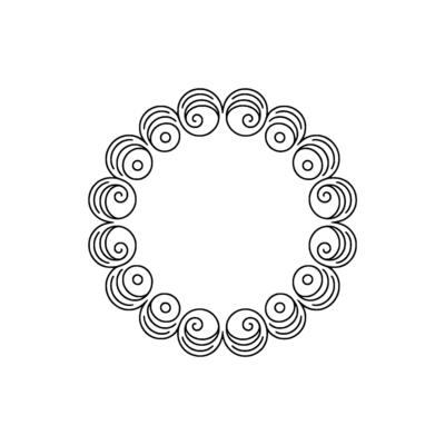 Minimalist Swirl Circle Frame, Line Art, Decorative Element, Isolated
