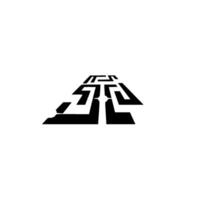 Abstract Maze Path To Success Illustration, Geometric Black White vector