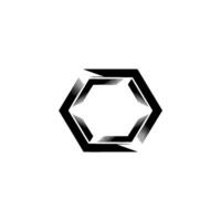 Geometric Hexagon With Brush Stroke Effect Black And White vector