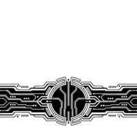 Futuristic Circuit Board With Circle Element, Black And White, Minimalist vector