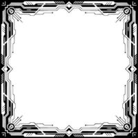 Geometric Tech Frame Futuristic Border, Black And White, Blank Space vector