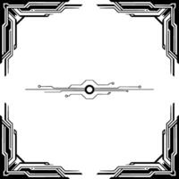 Tech Frame Futuristic Border With Circuit Elements vector