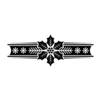 Festive Holly And Snowflake Band Ornament, Black And White vector