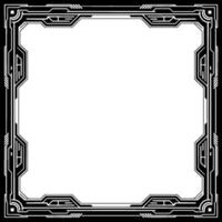 Art Deco Tech Frame Black White Decorative Border, Geometric, Digital Art vector