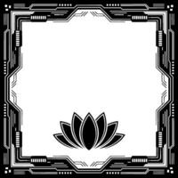 Techinspired Lotus Frame Modern Black And White For Meditation Branding vector