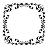 Candy Frame Border Festive Swirls, Black White, Decorative vector