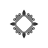 Geometric Tech Ornament On White Minimalist, Element vector