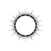 Black And White Sunburst Emblem On Gray, Minimalist, Elegant Decorative Element vector
