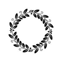Elegant Black Leaf Wreath On Cream Background vector